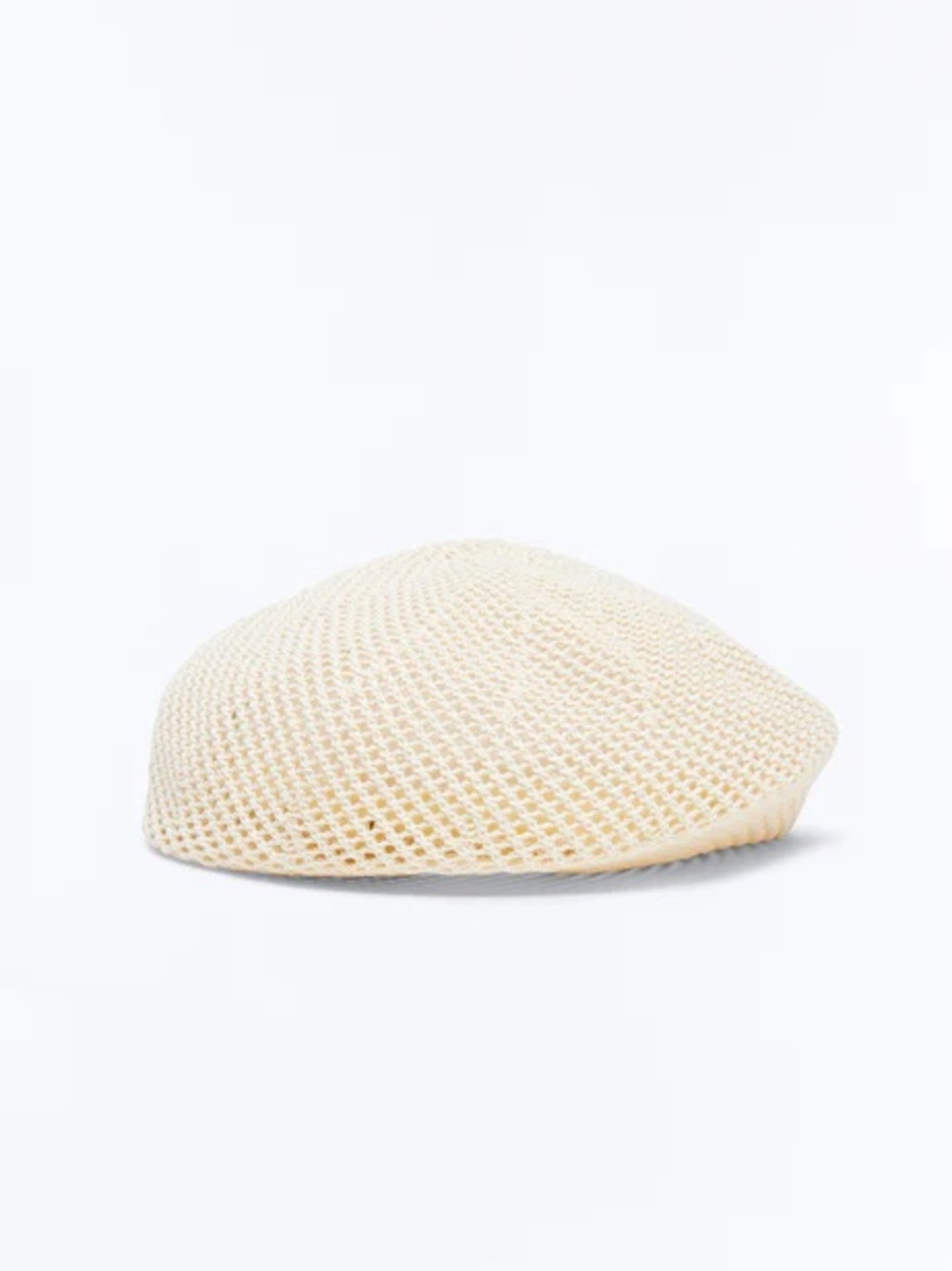 •Boho Babe• Cream Mesh Beret Hat | Summer Knit Lightweight Boho Beach Cap - Picture 2 of 2